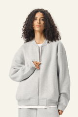 Women's  Streetwear Stand Collar Fleece-Lined Zipper Jacket