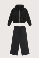 Men's Streetwear Set:Cropped Hooded Jacket And Sweatpants