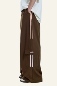 Men's Streetwear Side Color-Blocked Striped Wide-Leg Pants