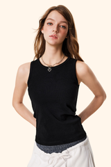 Women's Spring Summer Ribbed Crewneck Solid Tank Top