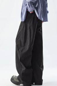 Men's Spring Summer Heavy Cotton Curved Wide Cargo Pants