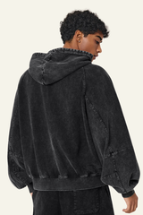 Men's  Streetwear Vintage Washed Full Zipper Hooded Jacket.