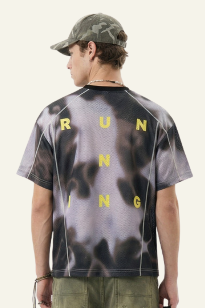 Men's Streetwear Mesh Breathable Printed T-shirt