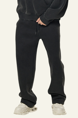 Men's Heavyweight Washed Fleece-lined  Straight-leg Pants.