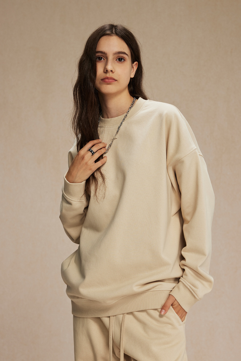 Women's Streetwear Relaxed Drop-Shoulder Solid Pullover