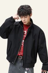 Men's Streetwear Stand Collar Zip-Up Jacket