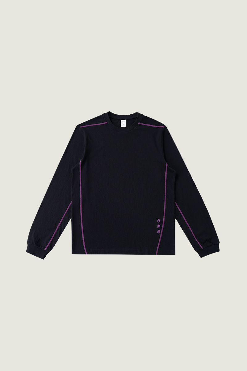 Men's Cotton Linen Symbol Print Colorblock Long Sleeve Tee
