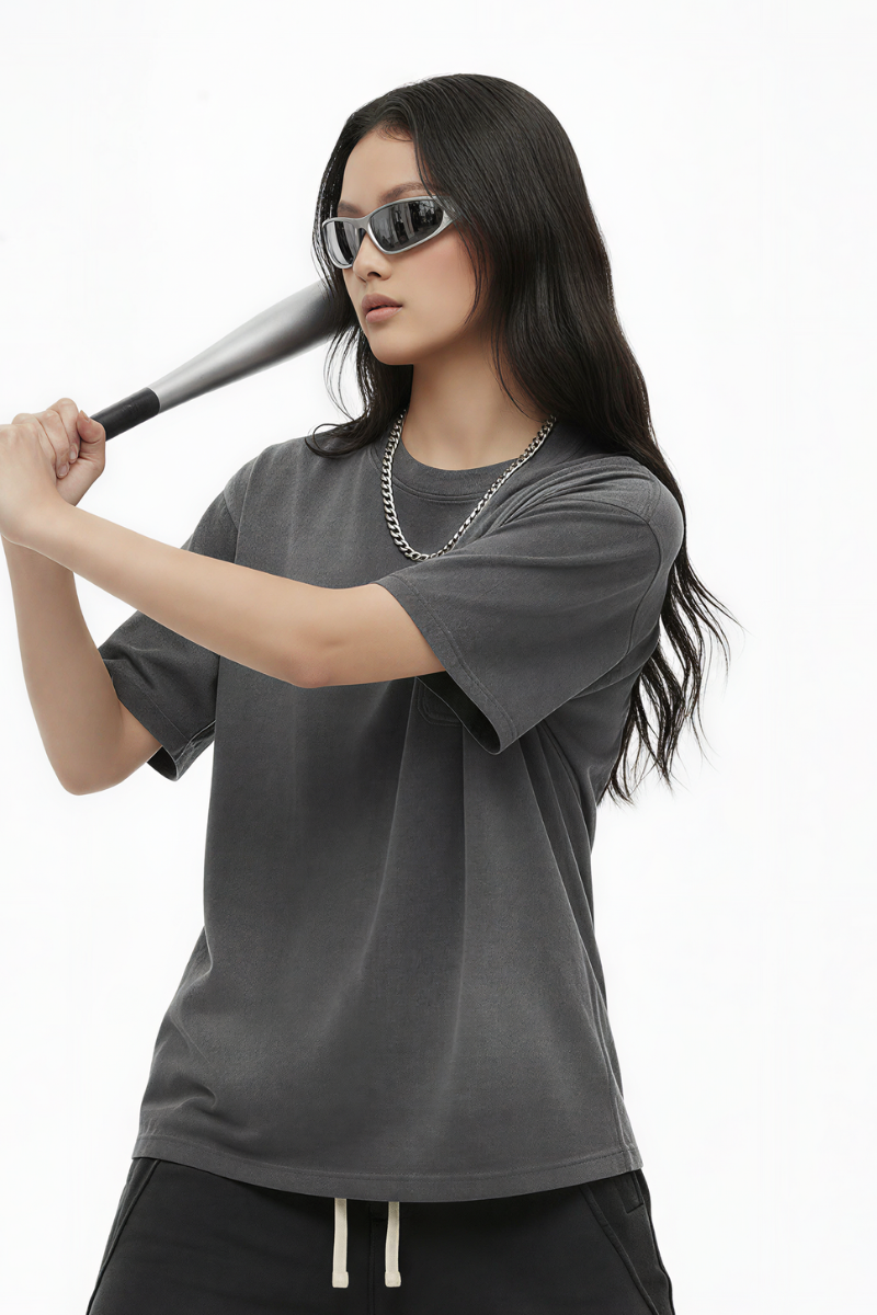 Women's Cotton Streetwear Washed Distressed T-shirt