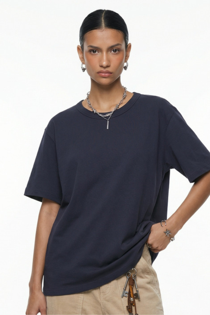 Women's 250g Cotton Double Layer Crewneck Basic Set-in Tee