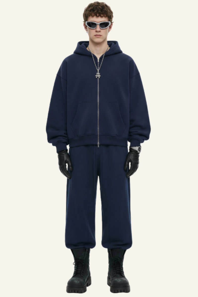 Men's Streetwear Set:Hooded Jacket & Straight Leg Pants