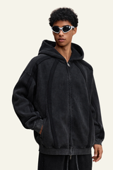Men's Streetwear Retro Fleece-lined Zipper Hooded Jacket