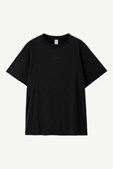 Men's Cotton-Linen Drop-Shoulder Tee w/FwdSideSeam & Sld Ltr