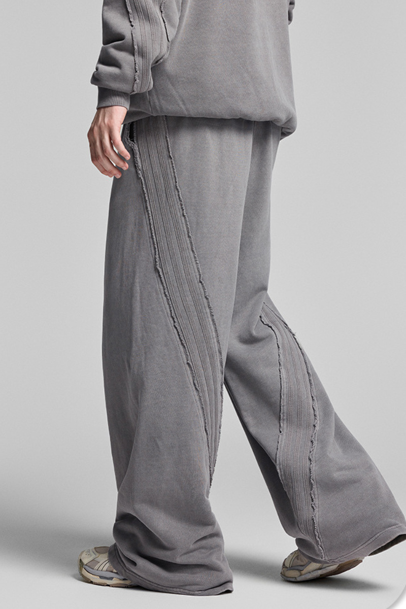 Men's Fall Winter Cotton Webbing Washed Loose Straight Pants
