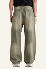 Men's Streetwear Vintage Washed Distressed Wide-Leg Jeans