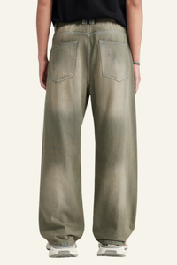 Men's Streetwear Vintage Washed Distressed Wide-Leg Jeans