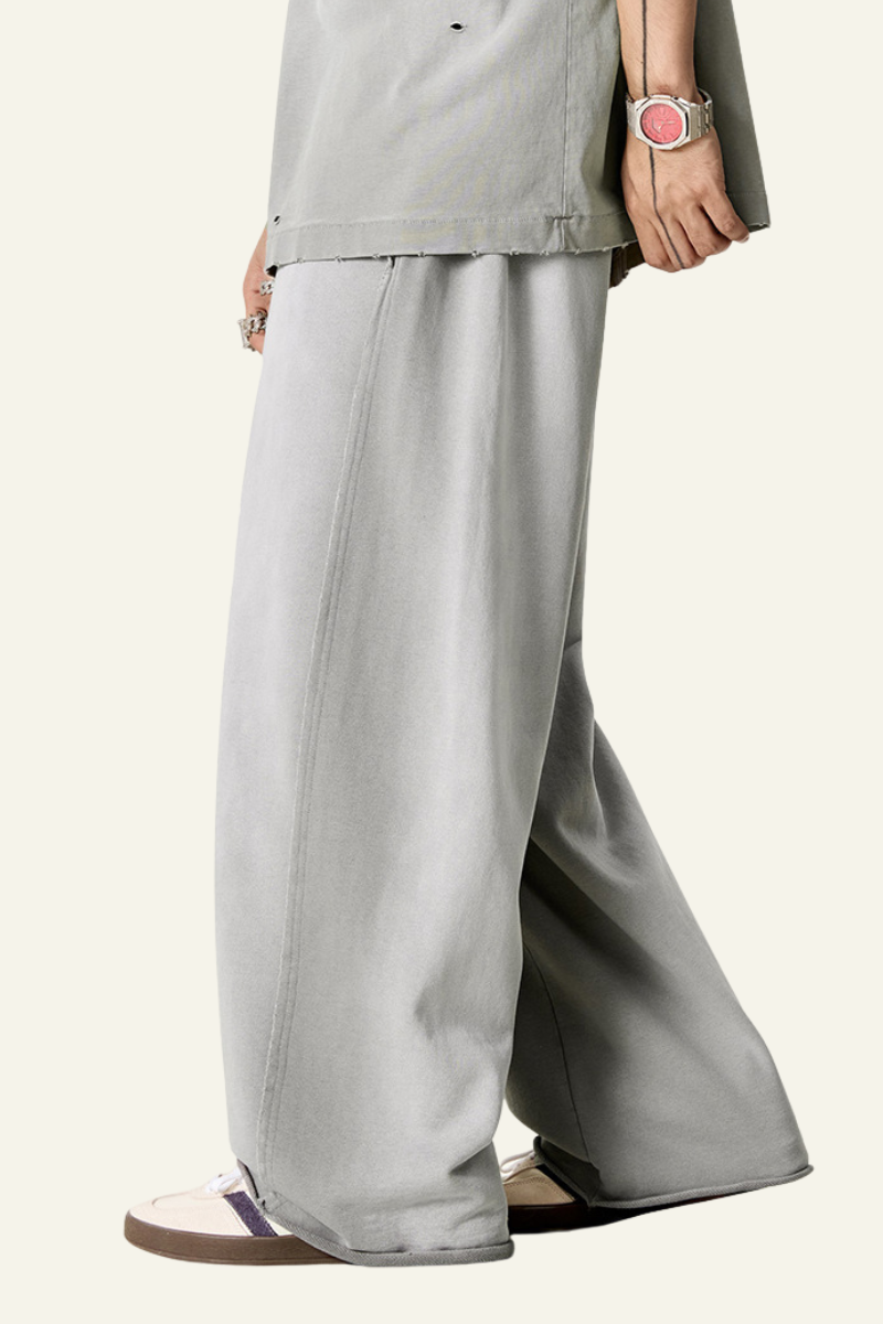 Men's Gradient-Colored Cotton Wide-Leg Pants.