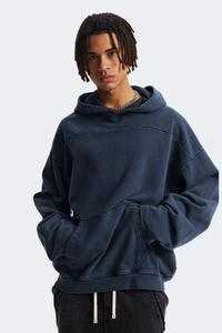 Men's Cotton Streetwear Washed Drop-Shoulder Hoodie
