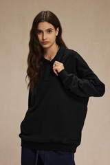 Women's Streetwear Polo Collar  Sweatshirt