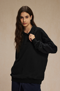 Women's Streetwear Polo Collar  Sweatshirt