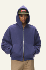 Men's  Streetwear Curved-Sleeve Boxy Hooded Jacket