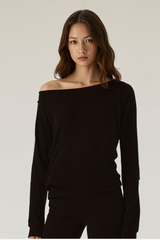 Women's Tencel Asymmetric Off-Shoulder Long Sleves Top