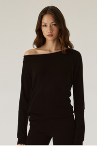 Women's Tencel Asymmetric Off-Shoulder Long Sleves Top