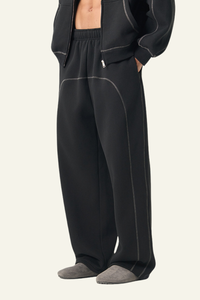 Men's Streetwear  Color-Block Elastic Wide-leg Casual Pants.