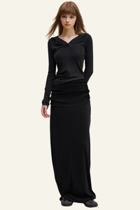 Women's Slim Fit Set:Long Seelve Top & Maxi Skirt