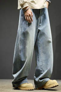 Men's Spring Summer Washed Loose Wide Leg Cargo Pants