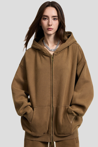 Women's Fall Winter 360g Washed Batik Fleece Loose Hoodie
