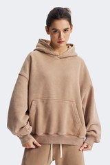 Women's Streetwear Vintage Washed Front Pocket Hooded