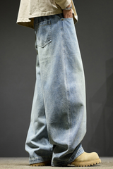 Men's Spring Summer Washed Loose Wide Leg Cargo Pants