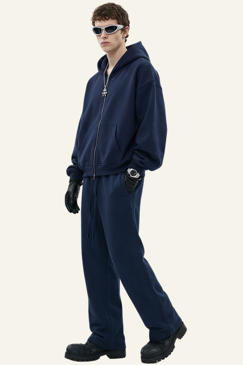 Men's Streetwear Set:Hooded Jacket & Straight Leg Pants