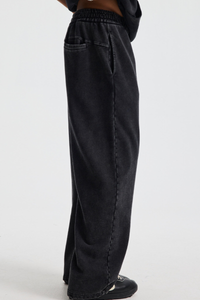 Men's Cotton Streetwear Washed Worn-Out Curved-Blade Pants