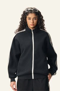 Women's  Streetwear Striped Full Zipperl Athletic Jacket.