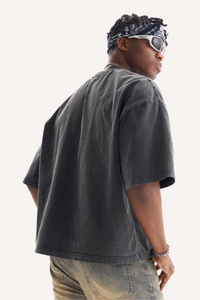 Men's Heavy Cotton Distressed Streetwear Breathable Tee