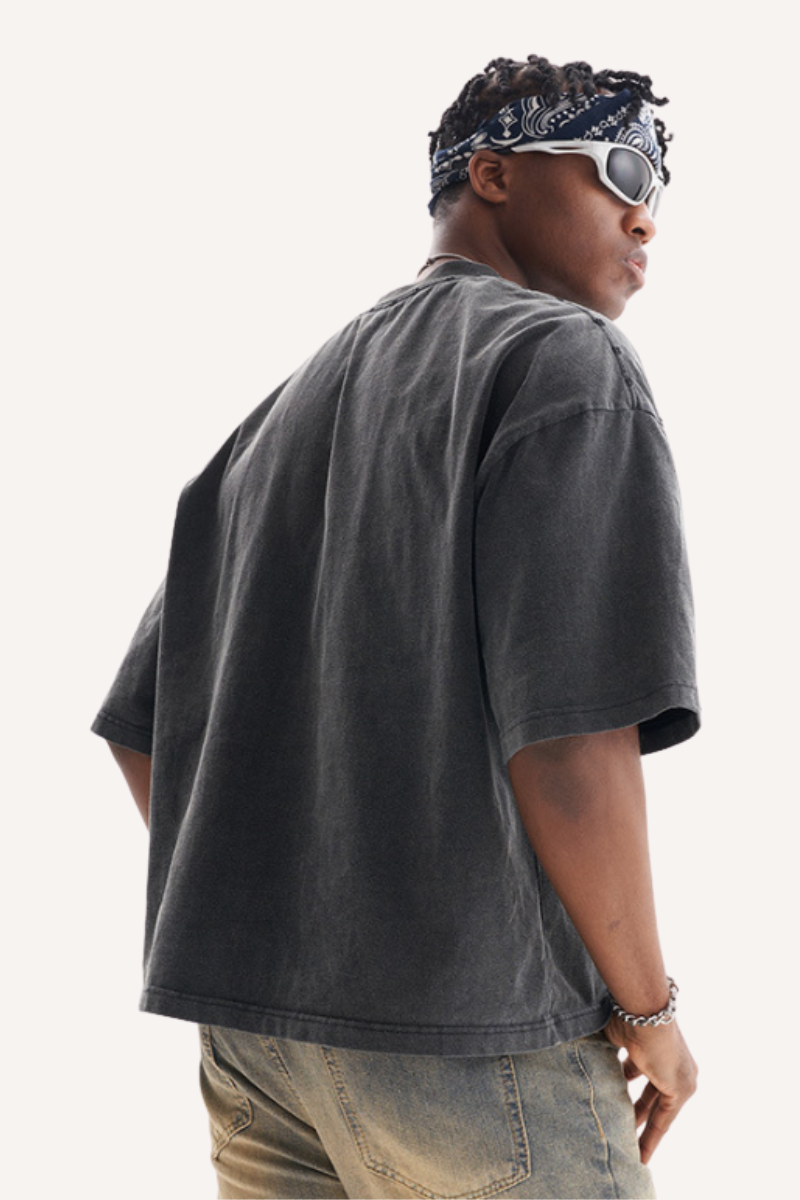 Men's Heavy Cotton Distressed Streetwear Breathable Tee