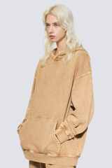 Women's 420g Heavy Cotton Washed Distressed Hoodie