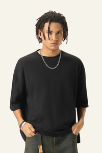 Men's Streetwear Solid Color Raw-Edge Short Sleeve T-Shirt