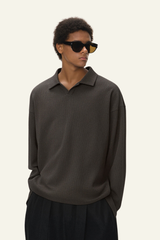 Men's Waffle-patterned Polo Collar Sweatshirts