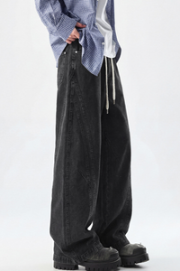 Men's Spring Summer Heavy Cotton Curved Wide Cargo Pants