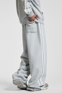 Men's Fall 450g Knit Raw Edge Washed Straight Pants