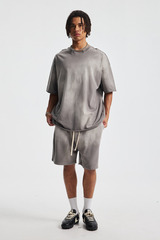 Men's Cotton Gradient Set: Loose-fitting T-shirt And Short