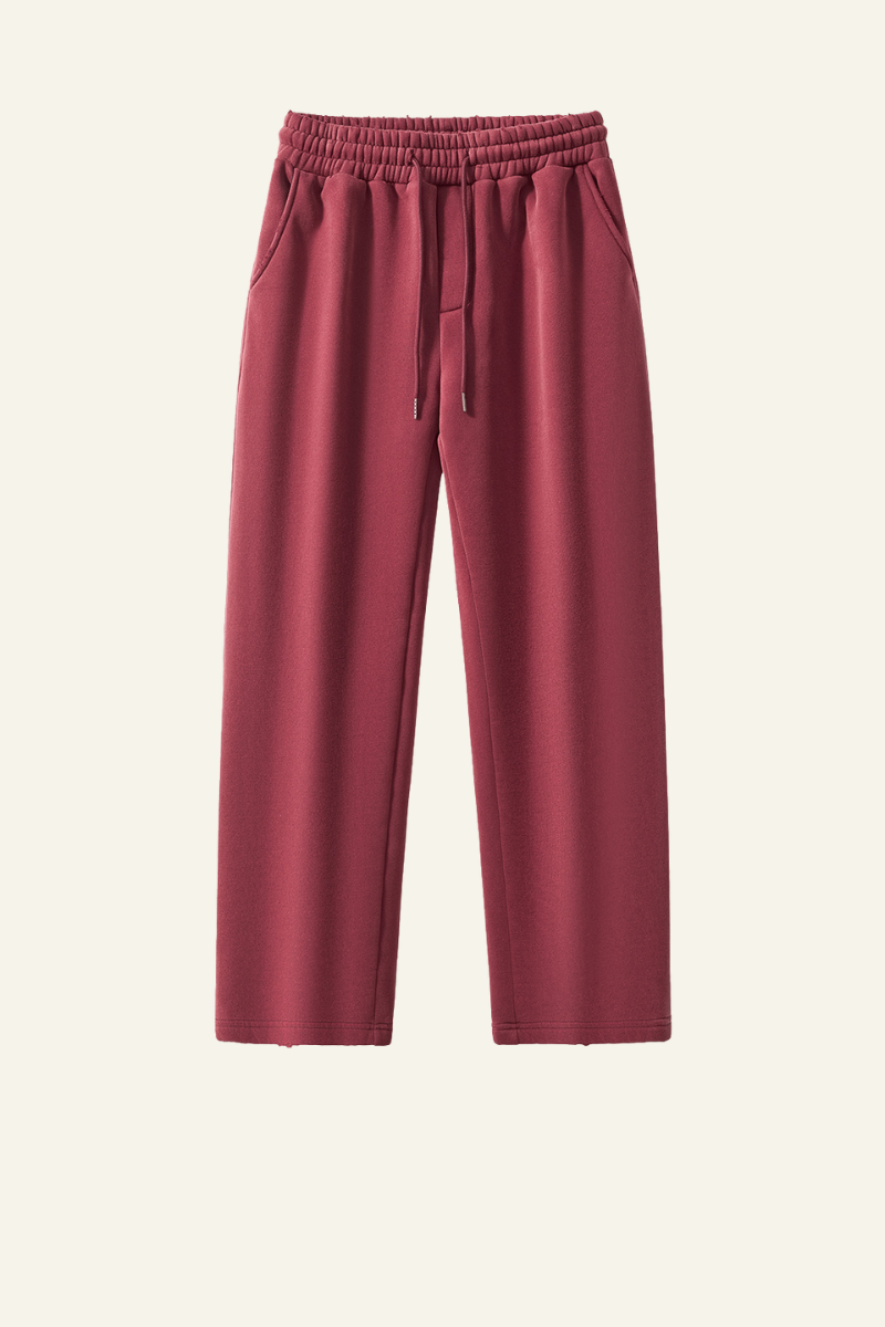 Men's Heavyweight Washed Fleece-lined  Straight-leg Pants.