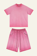 Women's Vintage Washed Cotton Set:T-shirt And Shorts
