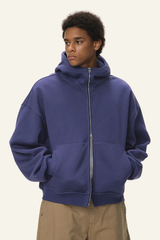 Men's  Streetwear Curved-Sleeve Boxy Hooded Jacket