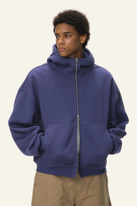 Men's  Streetwear Curved-Sleeve Boxy Hooded Jacket