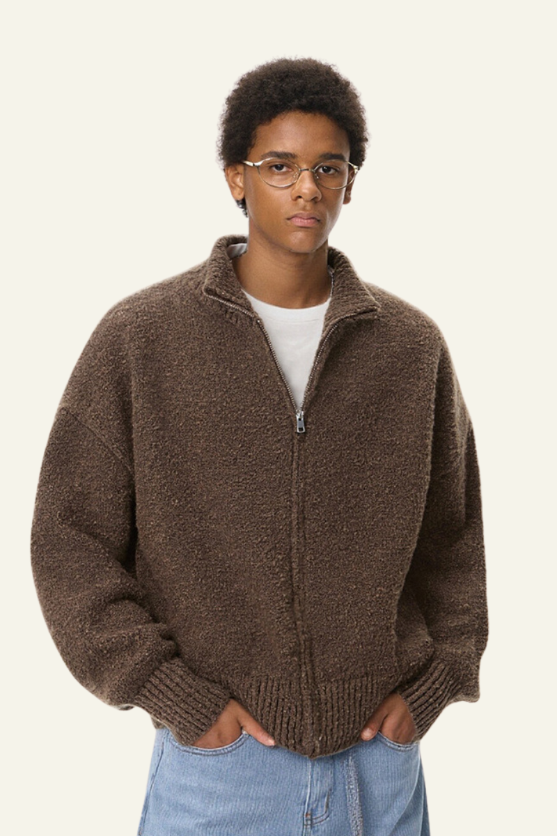 Men's Streetwear Old Money Stand-collar Sweater Jacket