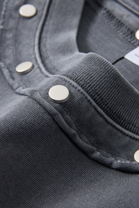 Men's Summer 285g Cotton Washed Rivet Ribbed Oversized Tee