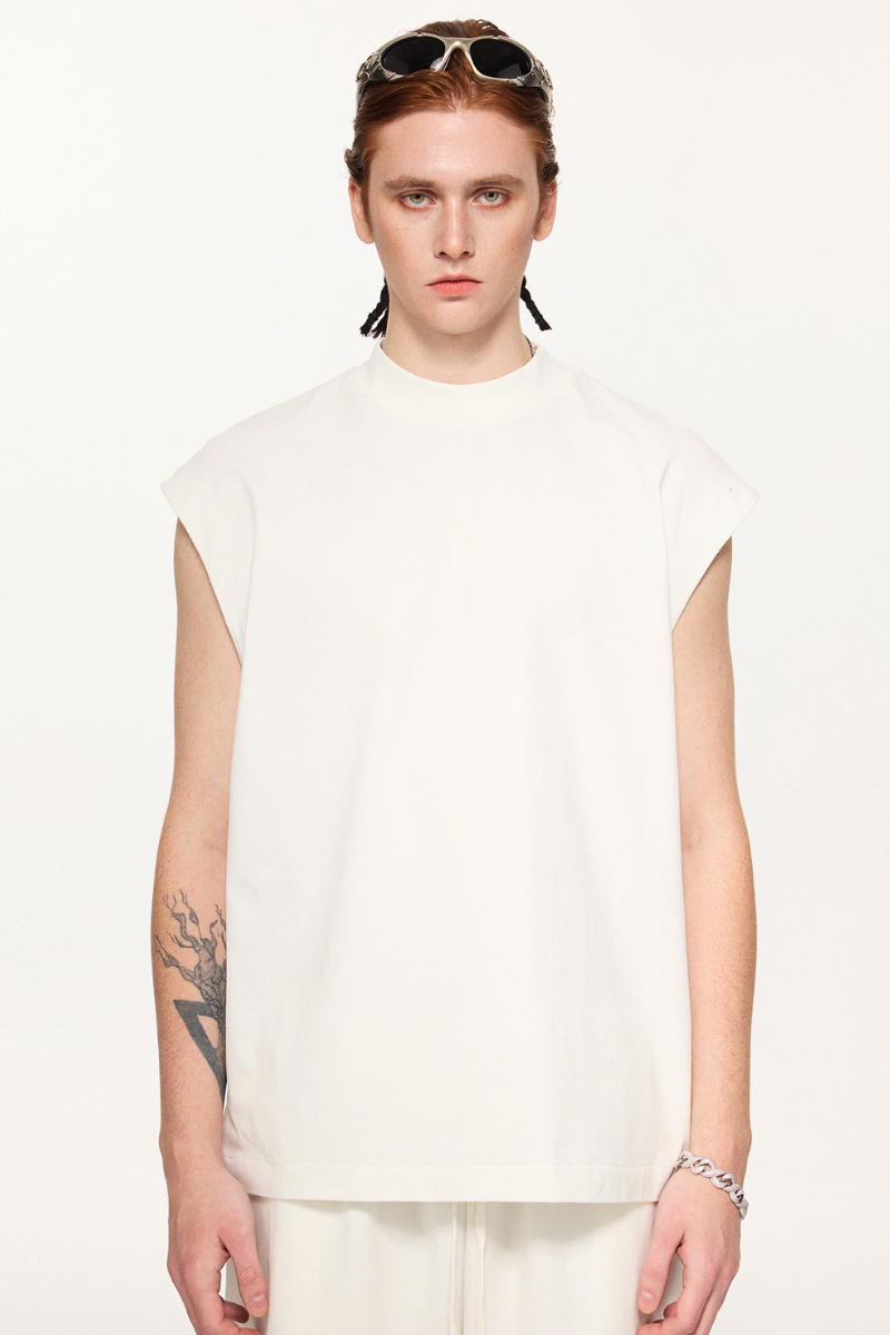 Men's Summer 230g Cotton High Neck Loose Tank